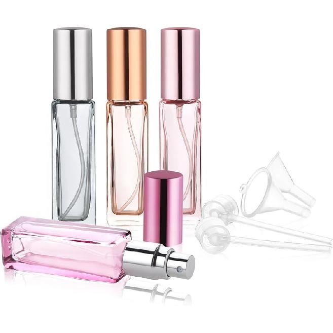 YOCASII Glass Travel Perfume Bottle Refillable, 10ml Perfume Bottles, Pocket Perfume Spray Bottle Atomizer, 4PCS Refillable Perfume Bottle for Travel Color-A