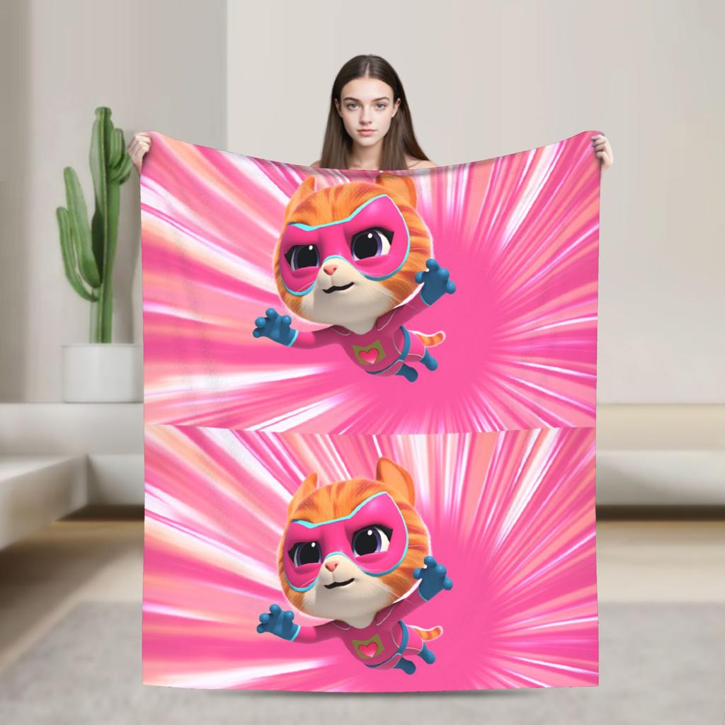 SuperKitties Cartoon Cats Blanket Soft Graphic Plush Bedding Throws For Children Outdoor Flannel Bedspread Bed Cover