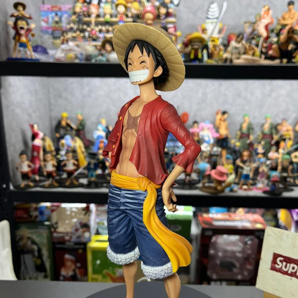 New 28cm One Piece Anime Figure Confident Smiley Luffy Three Form Face Changing Doll Action Figurine Model Toys Birthday Gifts