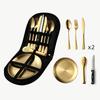 9/10/20sets Outdoor Travel Stainless Steel Tableware Camping Barbecue Plate Clip Steak Knife Fork Spoon Set Portable Storage Bag