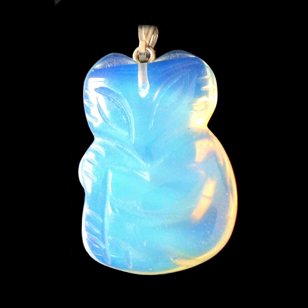 Synthetic Opaline Opalite Fox Pendant + 3cm Chain