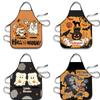 Halloween Pumpkin Skeleton Waterproof Apron With Cartoon Print For Kitchen And Home Use