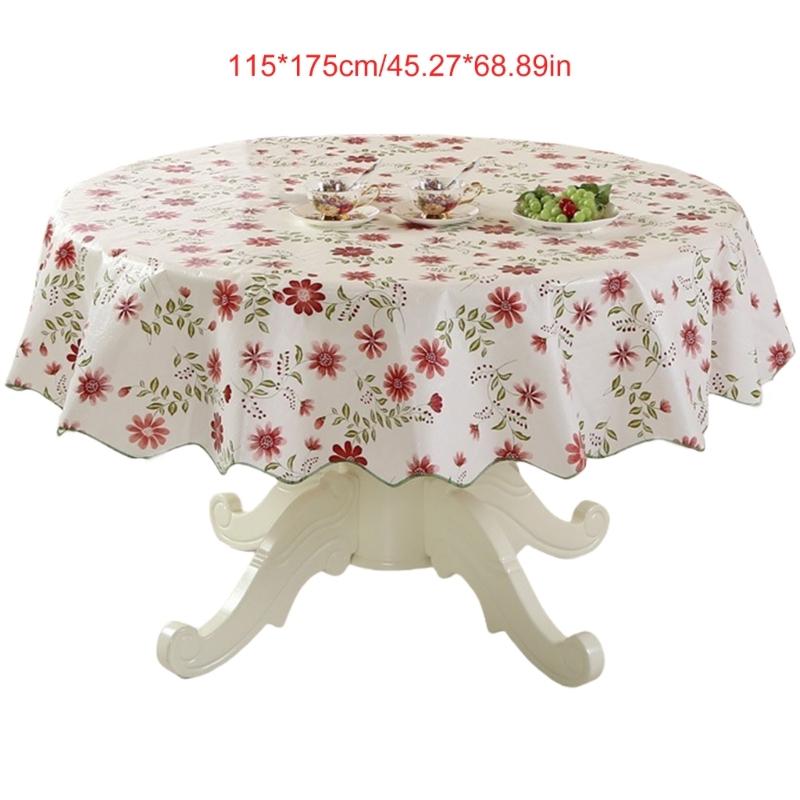 Florals Pattern Tablecloth Oilproof Waterproofs Easy Cleaning Round Table Cover for Home Restaurant Decors Table Cloth
