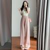 Ice Silk Acetate Wide-leg Pants for Women In Summer Thin Versatile Casual Floor Pants High Waist Droop Loose Pants for Women
