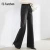 Fanzhen Women's High-Waist Flare Wide-Leg Jeans