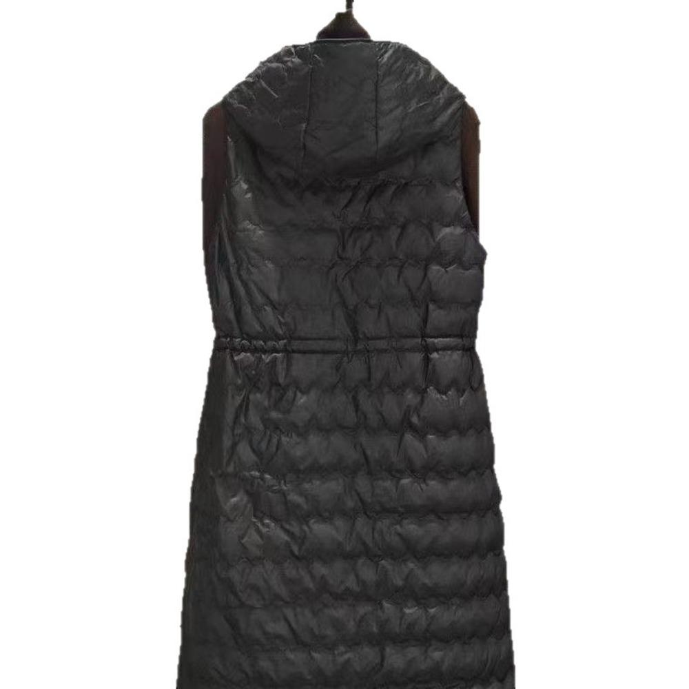 Winter Women's Ultra-light Long Puffer Hooded Vest Women's Casual Slim Shrink Belt Vest