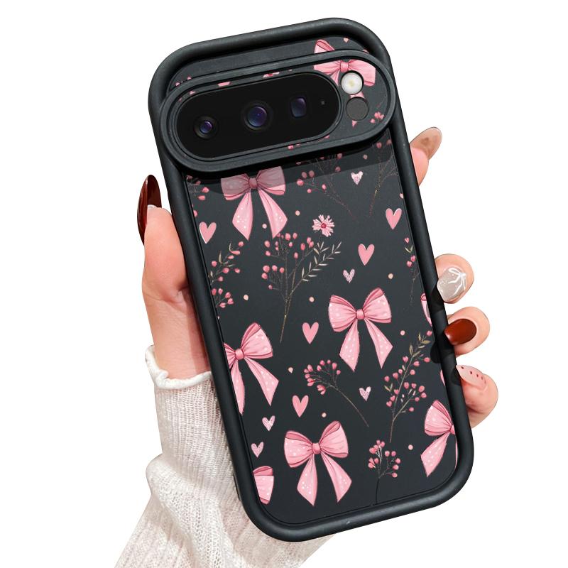 Pink Bowknots Floral Pattern Case For Google Pixel 10 Pro XL Shockproof Bumper Silicone Cover For Pixel 9A 9 8 7 Pro 8A 7A