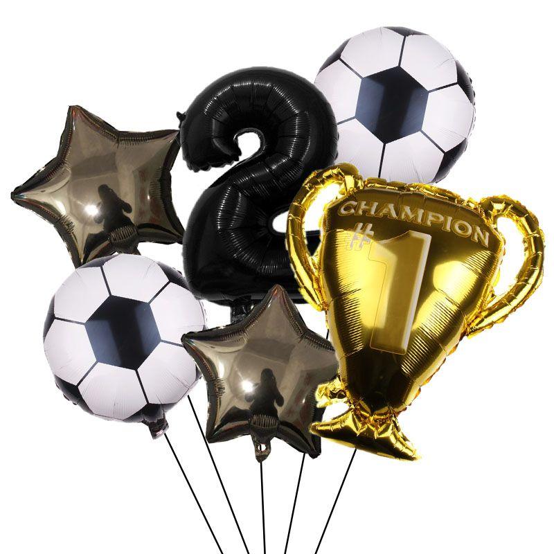 32-inch Digital Football 6-piece Aluminum Film Balloons Set - Birthday Party Gift - World Cup Football Balloons