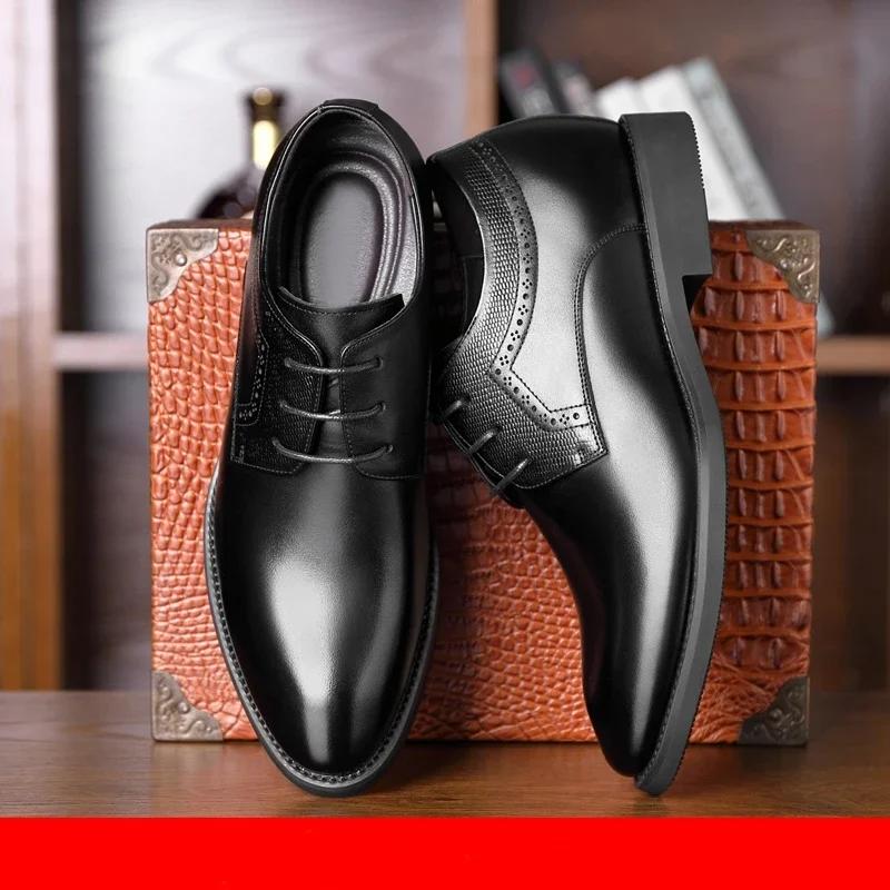 Fashion Man Elevator Business Dress Leather Shoes 3/6/8cm Men Formal Shoes Winter/Spring Business Men Oxfords Versatile Wedding Shoes