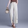 Women's Embroidered Wide-Leg Straight Cropped Pants