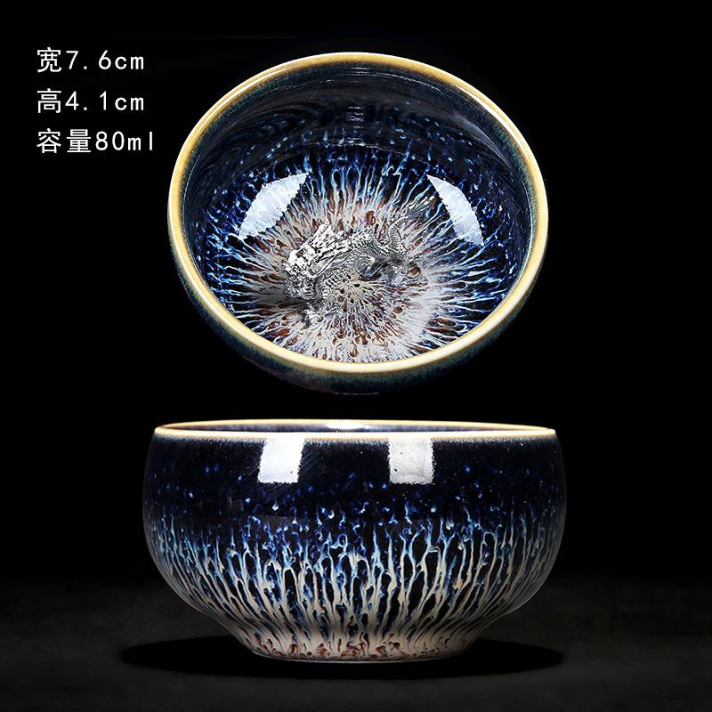 Colorful Tenmokus Tea Cup Fancy Jianzhan Ceramic Teacup Petal Shaped Chinese Style Small Tea Bowl teaware cup