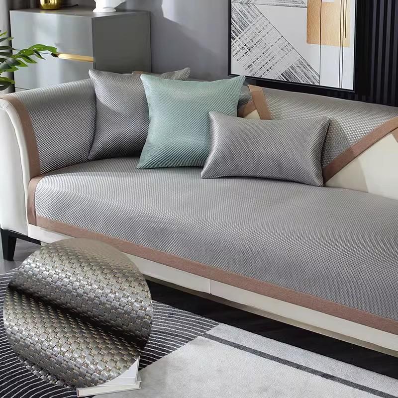 Cooling Rattan Straw Mat Sofa Cushion Summer Summer Seat Cushion for Summer Washed Ice Silk Non-Slip Sofa Cover Seat Cushion Ice Pad