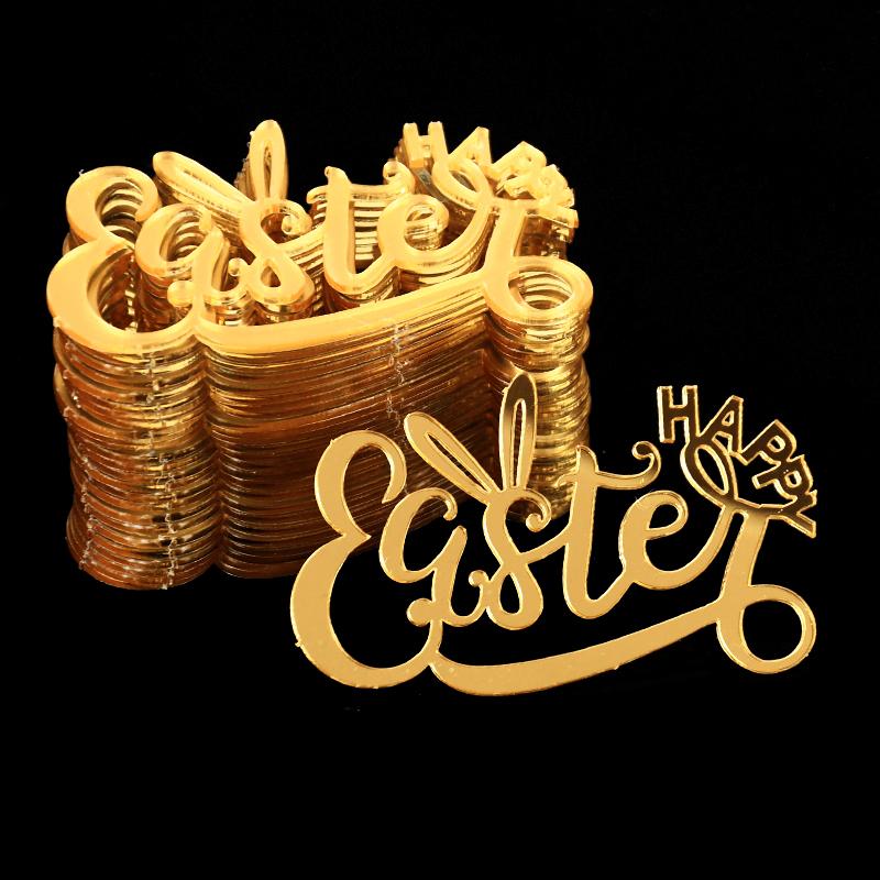 5 Stück Gold Acryl Osterkuchen Dekoration Niedlicher Hase Eier Cupcake Topper Frohe Ostern Party Dessert Dekoration Kinder Gastgeschenke