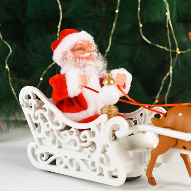 Moș Crăciun Electric Căruță cu Reni Decorațiune de Crăciun Cadou pentru Copii Sanie cu Elani Jucărie pentru Copii Păpușă Reutilizabilă Consumabile pentru Decorațiuni de Crăciun A259