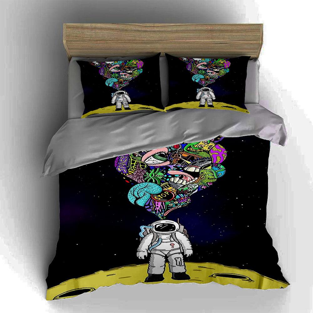 Astronaut colorful explosion Bedding Duvet cover sets Duvet covers Pillowcases gifts (1 * Duvet Cover 2 * Pillowcases, without duvet insert)