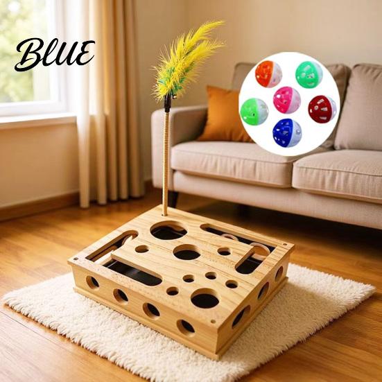 Boîte de lime à ongles pour chat Boîte à jouets Puzzle d'enrichissement en bois Jouet Griffoir interactif Intérieur Comprend du papier de verre pour le soin des chats Stimulation mentale Griffoir