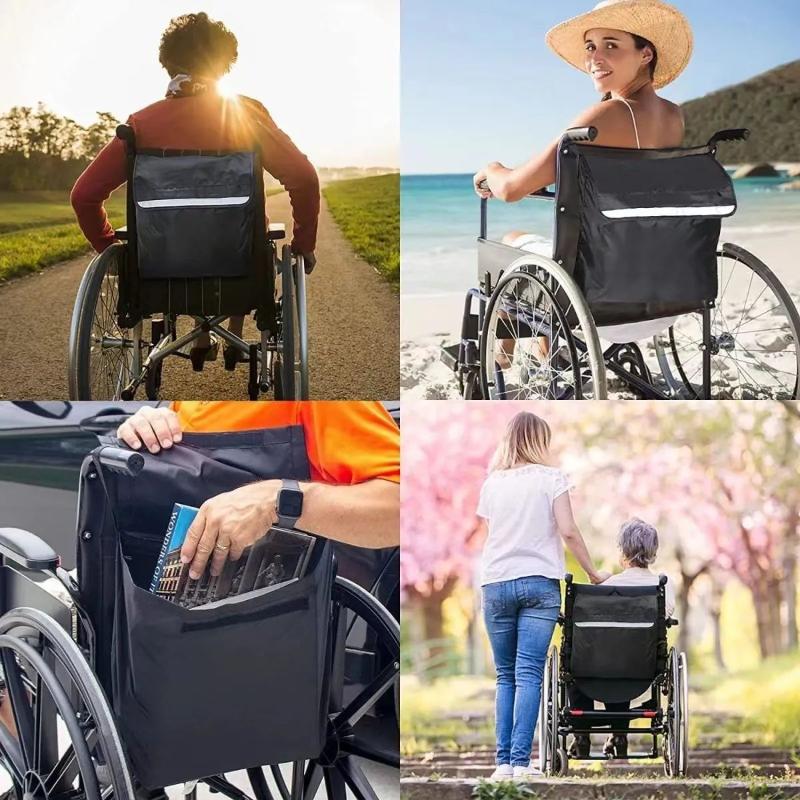 Outdoor Wheelchair Rear Bag Reflective Tape Waterproof Storage Bag Water Bottle Storage Bag Accessories Suitable For Wheelchairs