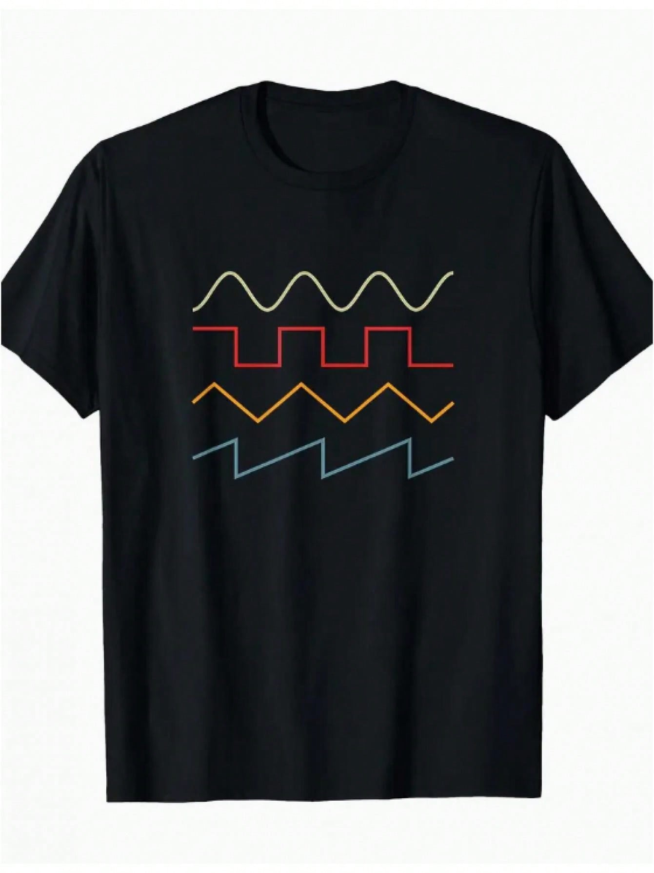 unisex s Vintage Synthesizer Print T-Shirt With Red/Blue/ Oscillator Wave Design - Soft Machine-Washable Music Tech Apparel Suitable For Concerts, Stu S разноцветный