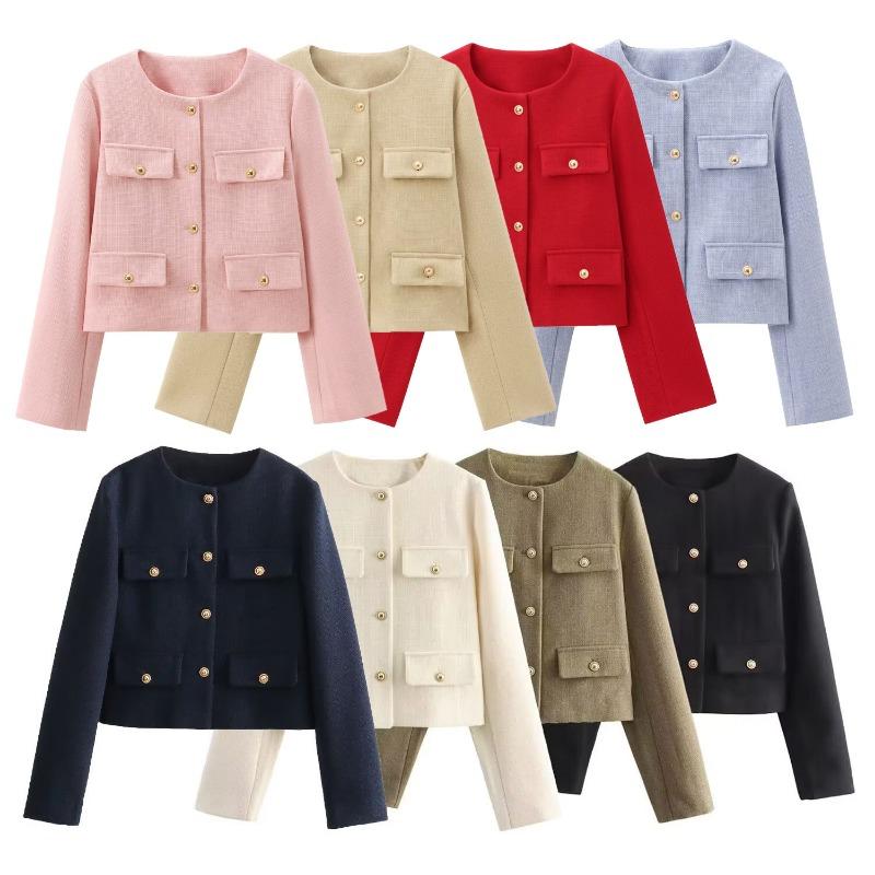 DAFIFY Women's Fashion Casual Solid Color Print Autumn Winter Long Sleeve O-Neck Jackets & Coats