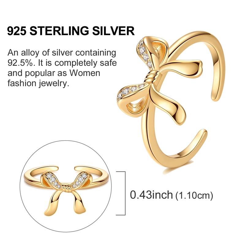 Original Rings 925 Silver Simple Sparkling Heart Bow Dragon Firefly Star Moon Ring for Women Girls Wedding Jewelry Gift