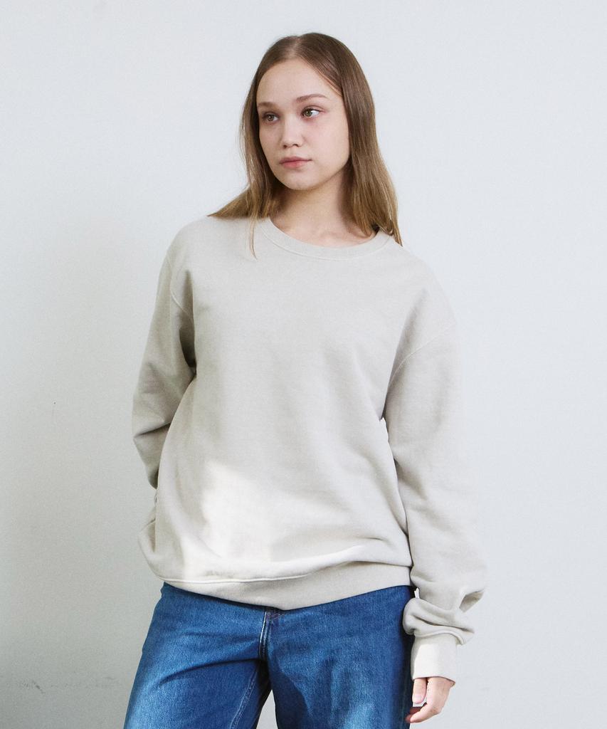 ADERNM Pigment Cut-Line Sweatshirt (Beige)