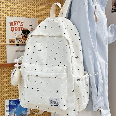 School Bag Junior High School Girls Girl Heart Atmosphere Polka Dot Bow Versatile High Value Female High School Student Backpack
