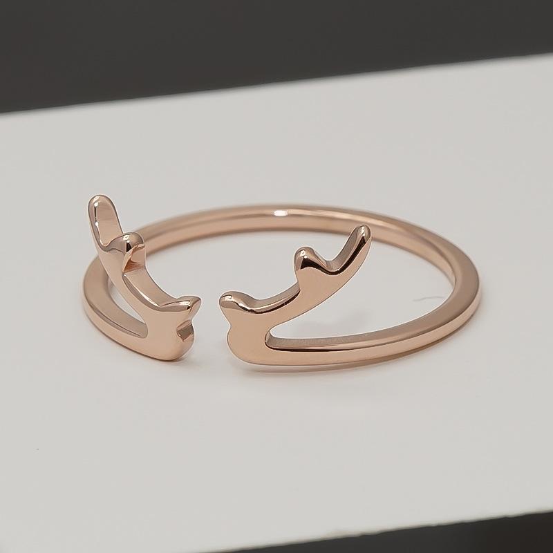 Titanium Steel Ring Rose Gold Zircon Couple Open Adjustable Finger Ring Fashion Jewelry