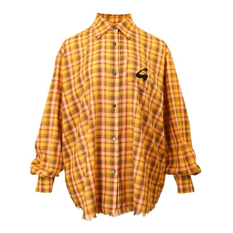 Dopamine Women's Vintage Plaid Long Sleeve Shirt - Retro High-End Outerwear