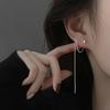 Silver Needle Square Earrings: Long Tassel, Minimalist Cold Style, Comfortable for Sleeping, Face-Framing Design for Women