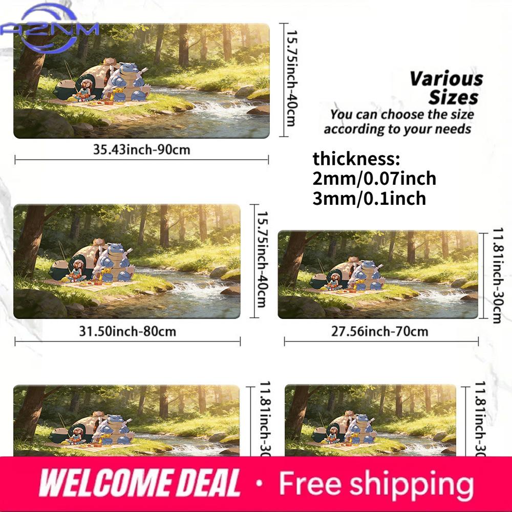 Snorlax Pokemon Forest Camping Gaming Desk Mat NonSlip Washable Mouse Pad 30x80x0.2cm