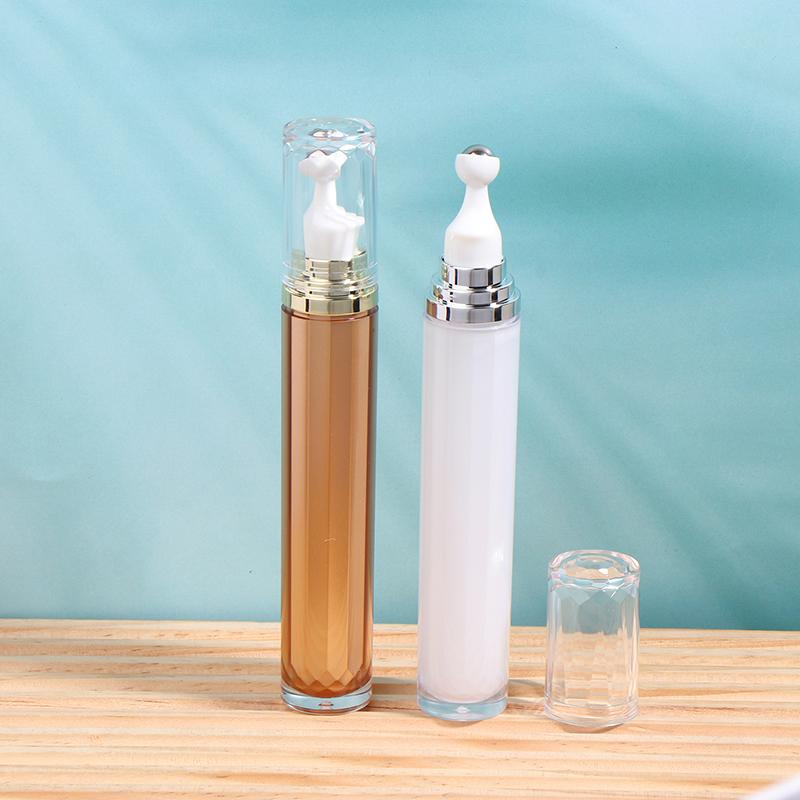 1 szt. 20 ml pusta butelka z rolką do kremu pod oczy, wielokrotnego napełniania, akrylowy pojemnik na serum pod oczy z pompką kulkową ze stali nierdzewnej