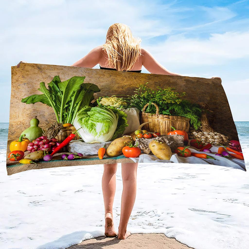 Vegetable Series Seaside Vacation Beach Towel Swimming Bath Towel Microfiber Sports Towel