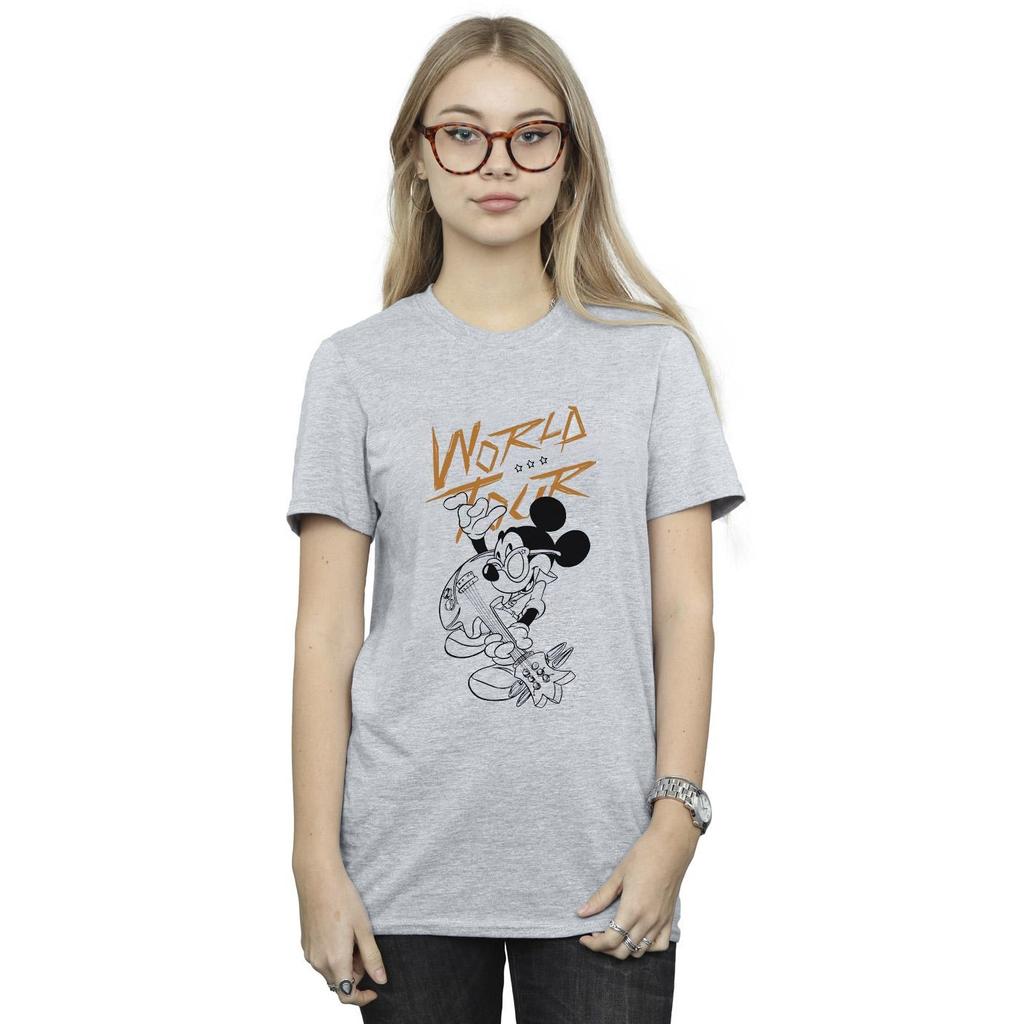 Disney Womens/Ladies Mickey Mouse World Tour Line Cotton Boyfriend T-Shirt