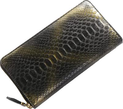 Sankyo Shokai Long Genuine Python for Men and Gold Black Gold Wallet, Leather, Women Hardware,