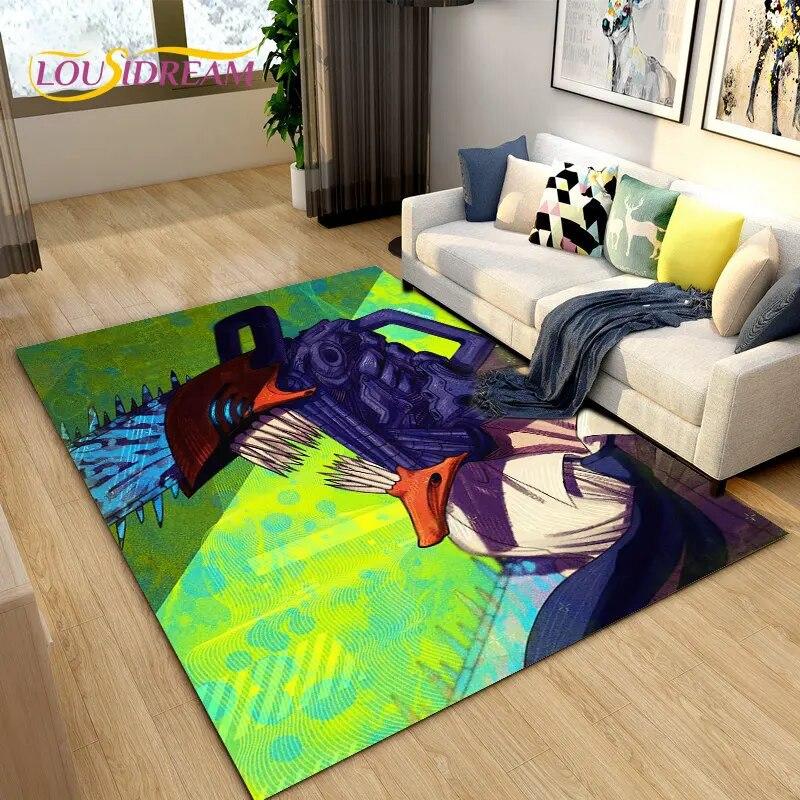 3D Chainsaw Man Anime Denji Cartoon Area Rug,Carpet Rug for Living Room Bedroom Sofa Doormat Decoration, Kids Non-slip Floor Mat