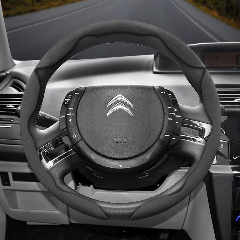 Suitable for Citroen Anti-Slip Buckle Segmented Suede Steering Wheel Cover, Anti-Slip and Durable, for C3 C4 X Berlingo C5 Aircross Jumper Spacetourer