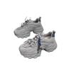 Leather 7cm Platform Dad Shoes Women's Shoes 2025 Autumn New Heightening Explosion Breathable Mesh Casual Sports Shoes