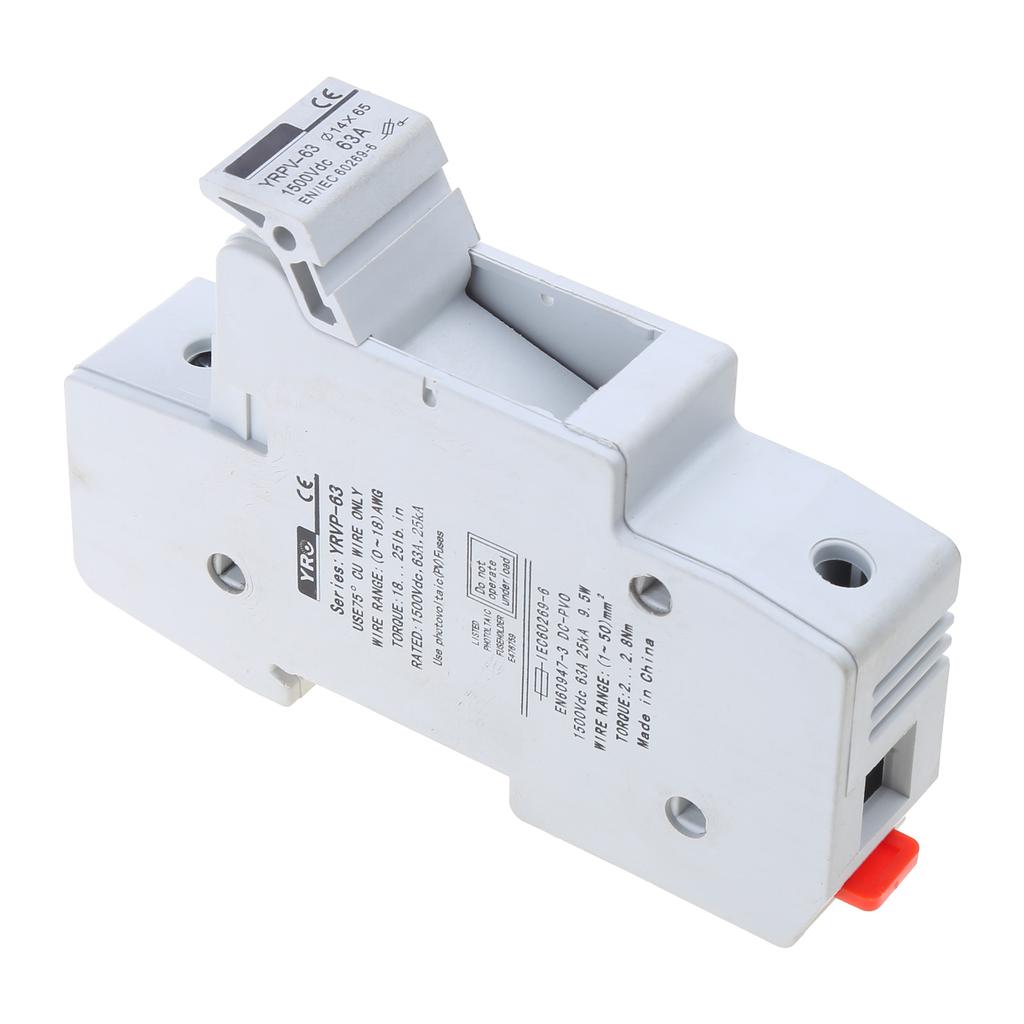 DIN Rail Mounted Fuse Holder 1000 VDC 14x51mm PV DC Fuse Solar Fuse Base for Photovoltaic System Protection Protector