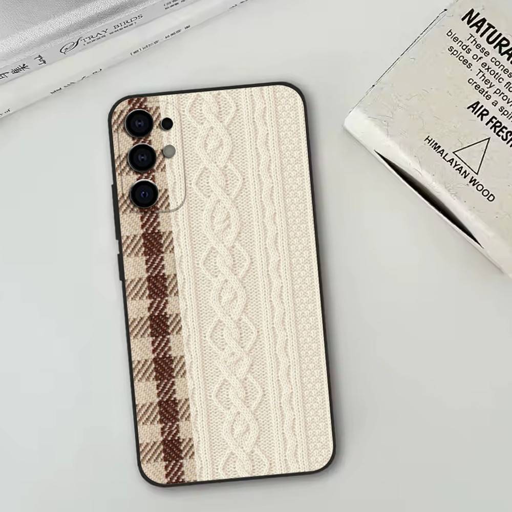 Splicing Grid Style Phone Case For Samsung S25,S24,S21,S22,S23,S30,Ultra,S20,Plus,Fe,Soft Silicone Black Cover