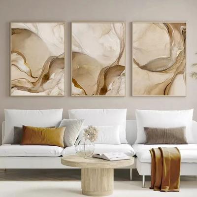 Abstract Beige Brown Gold Marble Posters Modern Wall Art Canvas Painting Print Pictures Living Room Interior Home Decoration