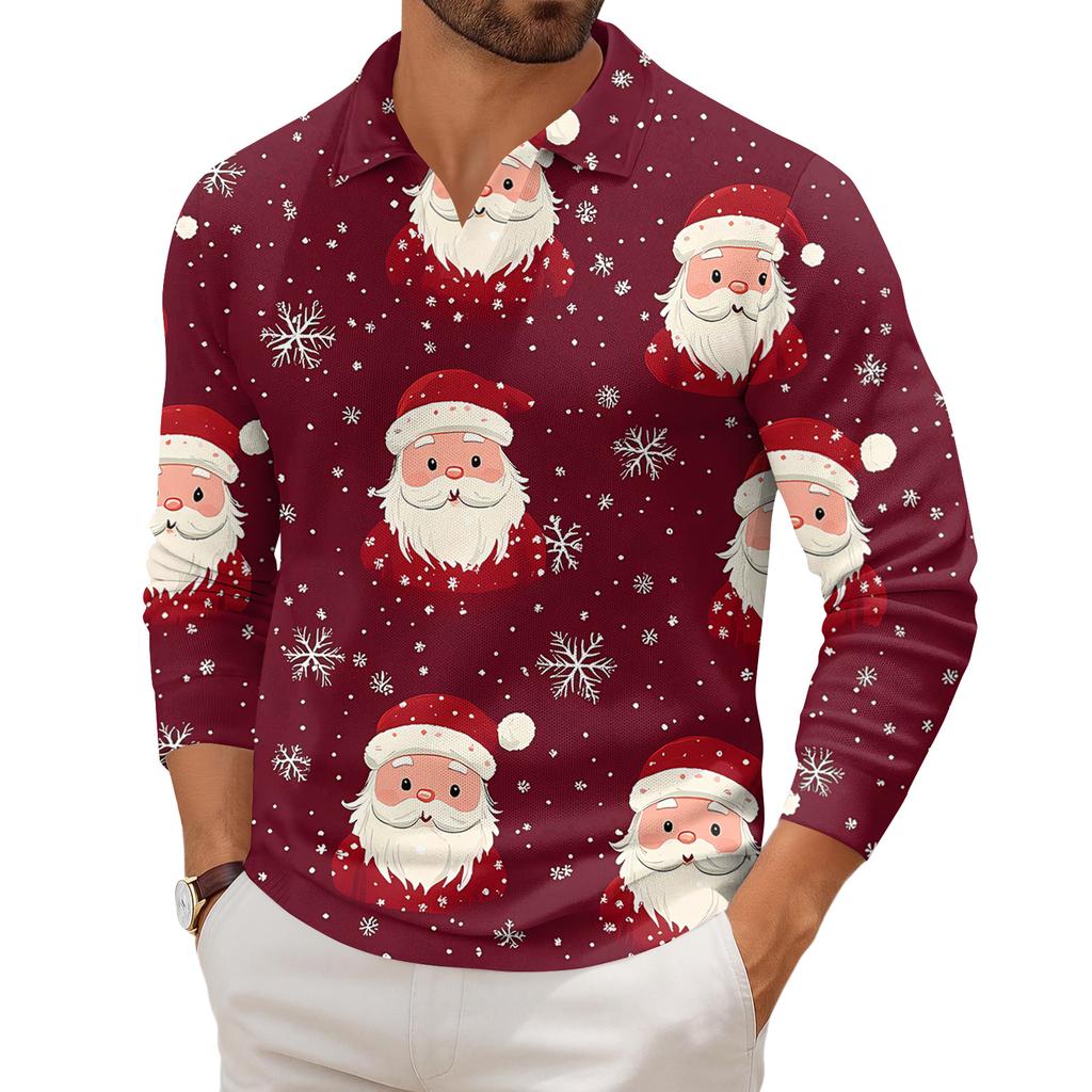 Men's Casual Collared Long-Sleeve Knit Base Layer Top