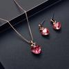 Herzförmiges Strass-Anhänger-Halsketten-Ohrstecker-Ohrring-Frauen-Schmuckset