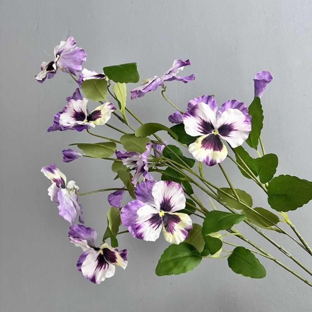 Plastic Artificial Viola Tricolor Flower Real Touch Fake Flowers  Outdoor Garden Decor