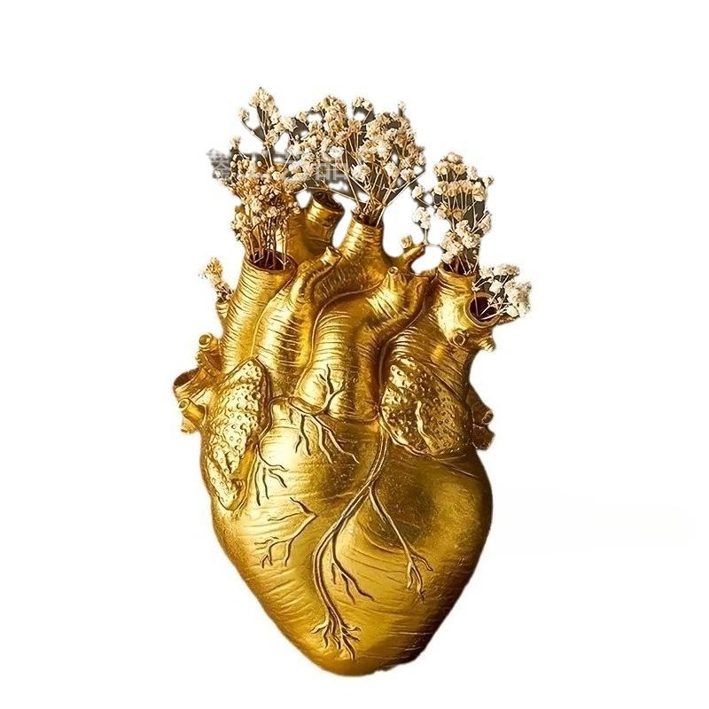 White heart vase resin ornament countertop living room vase dining table dried flower vase