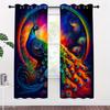 2 Stück Bunter Regen im Universum der Tiere Pfau Digital bedruckter Vorhang Wohnzimmer Vorhänge Ösenvorhänge Fenster
