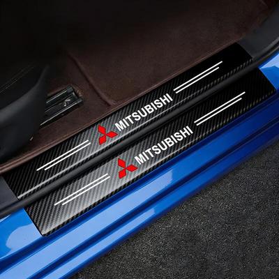 Cyakpr1 New 4Pcs Carbon Fiber Door Sill Stickers Car Door Sill Protector Stickers For Asx Lancer Outlander Pajero Ralliart
