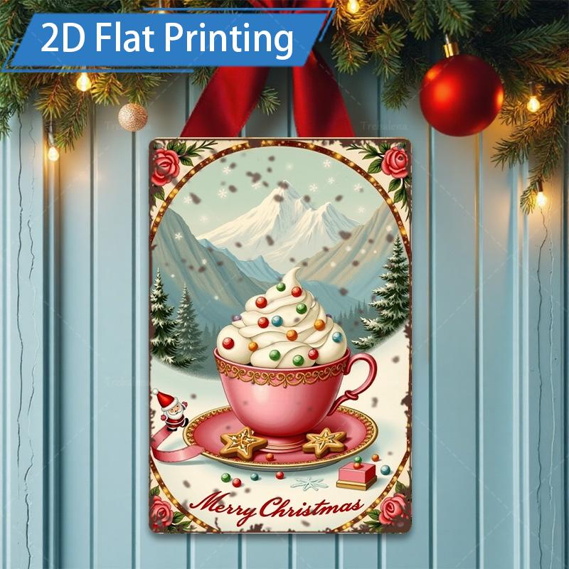 D FLAT Pc Metal Sign Vintage Santa Claus Metal Wall Art Christmas Decor