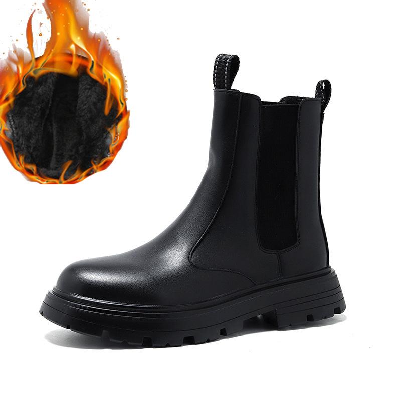 New Platform Chelsea Boots Medium Tube Muffin Martin Boots Men's Shoes Short Tube Cigarette Boots British Style Short Boots