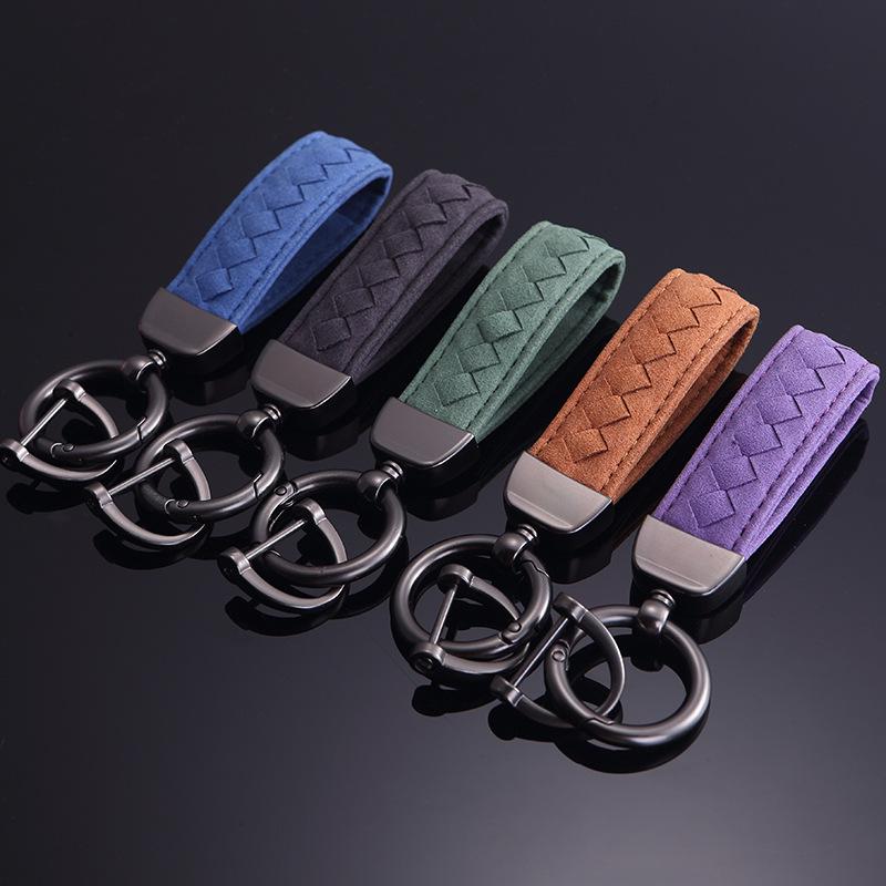 Trendy Suede Woven Keychain: Anti-Drop Metal Pendant Accessories