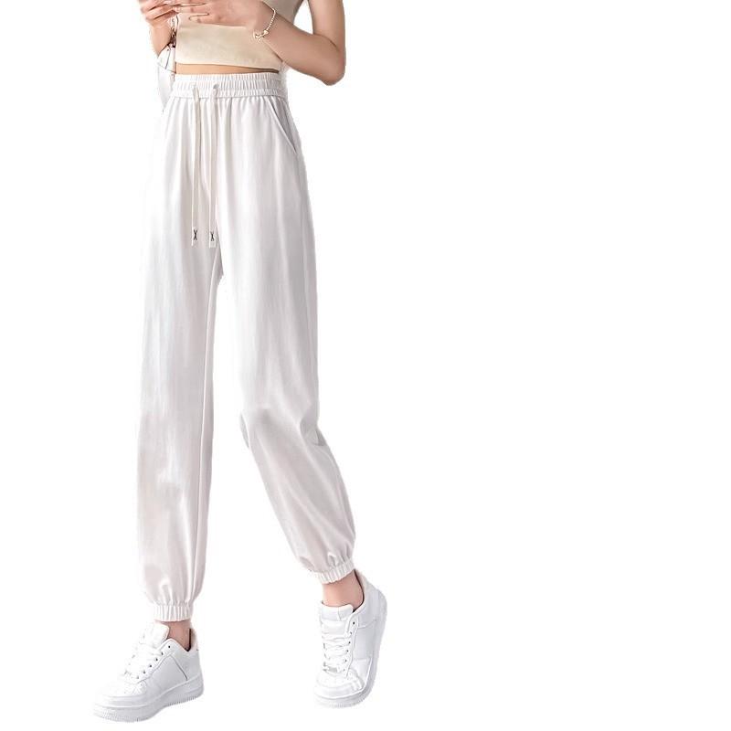 Womens Lightweight Breathable Nylon Jogger Pants Loose Fit High Waist Quick Dry Casual Trousers